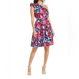 Donna Morgan Eliza Ruffle One Shoulder Dress NWOT